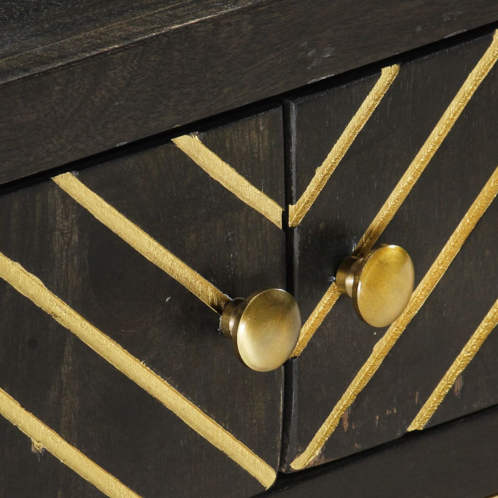 Sofabord Sort og Guld 90 x 50 x 35 cm Massivt mangotræ