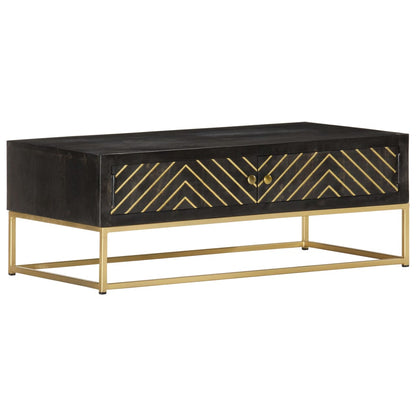 Sofabord Sort og Guld 90 x 50 x 35 cm Massivt mangotræ