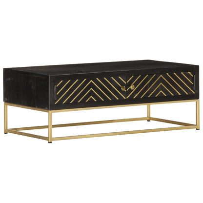 Sofabord Sort og Guld 90 x 50 x 35 cm Massivt mangotræ