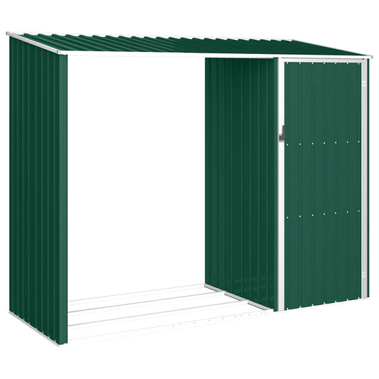 Garten Brennholzlager Grün 245x98x159 cm Verzinkter Stahl