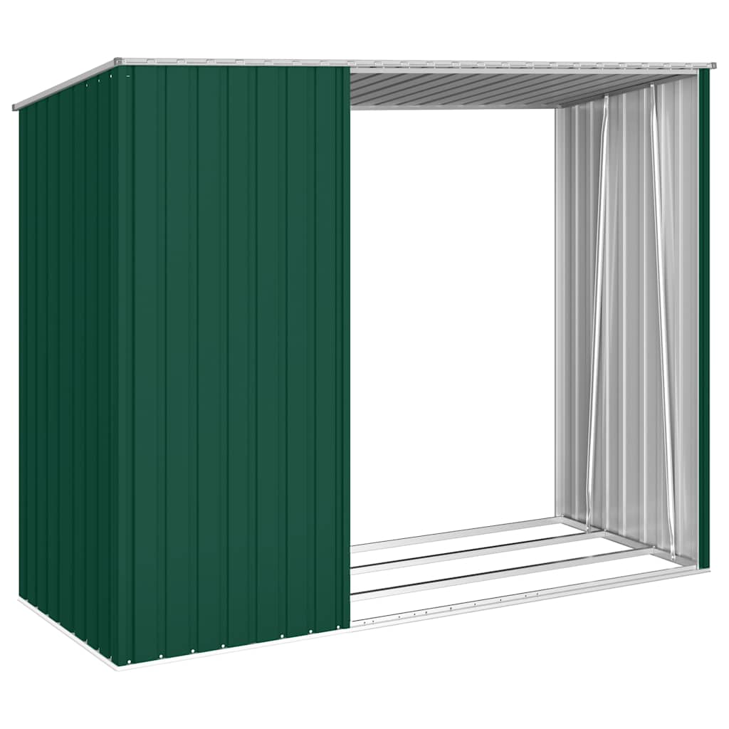 Garten Brennholzlager Grün 245x98x159 cm Verzinkter Stahl