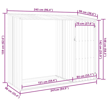 Garten Brennholzlager Grau 245x98x159 cm Verzinkter Stahl