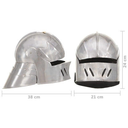 Mittelalterlicher Ritterhelm Antik Replik LARP Silbern Stahl
