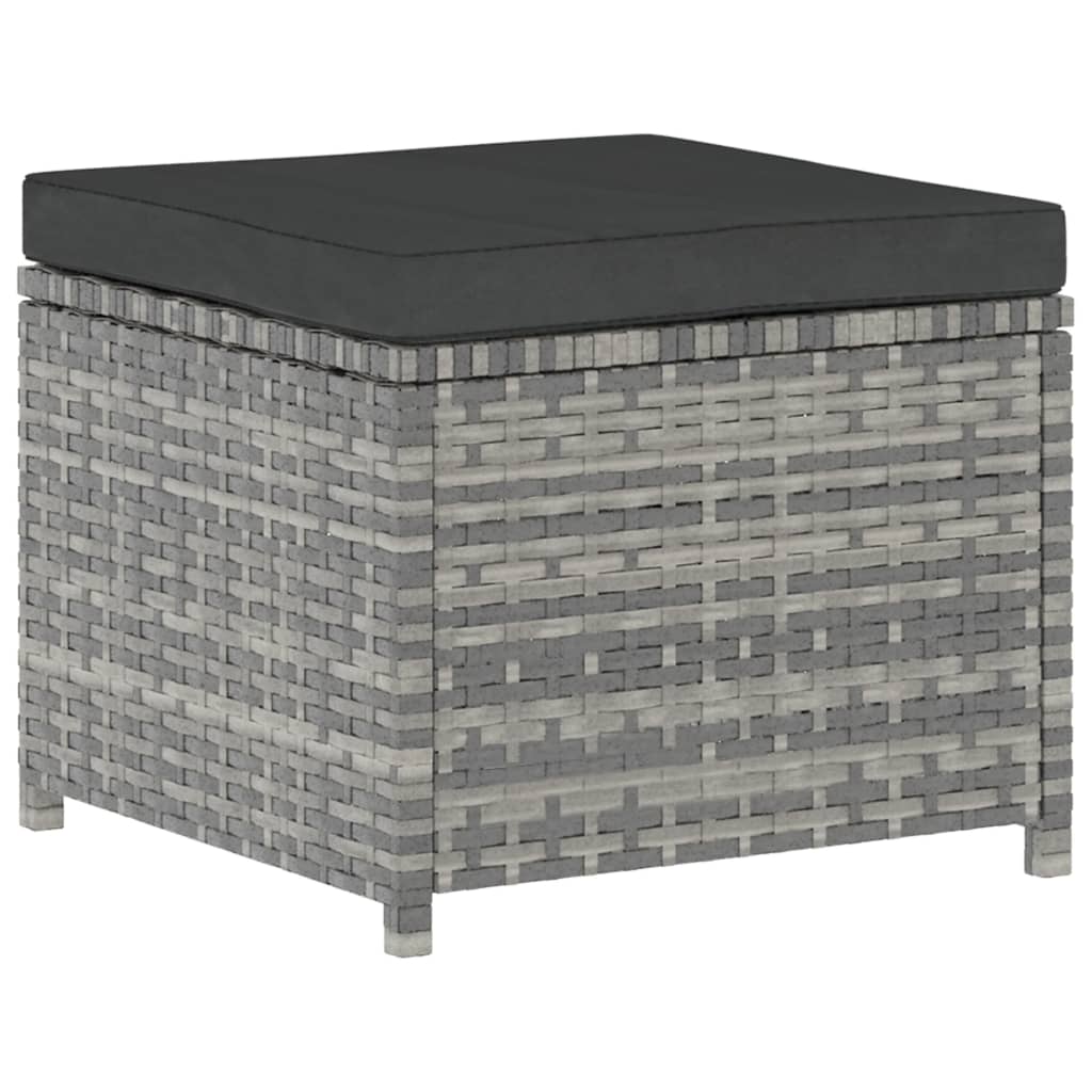 5-tlg. Garten-Lounge-Set mit Auflagen Poly Rattan Grau