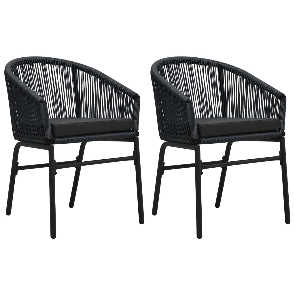 Havestole 2 stk Sort PE Rattan