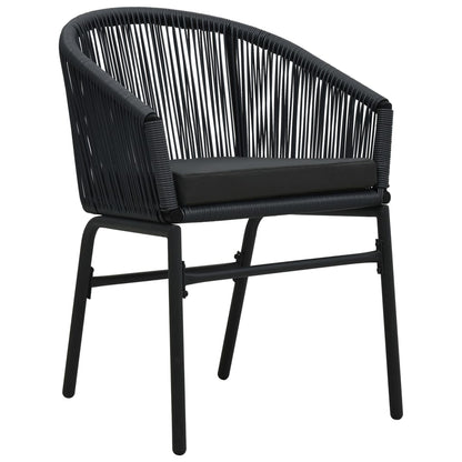 Havestole 2 stk Sort PE Rattan