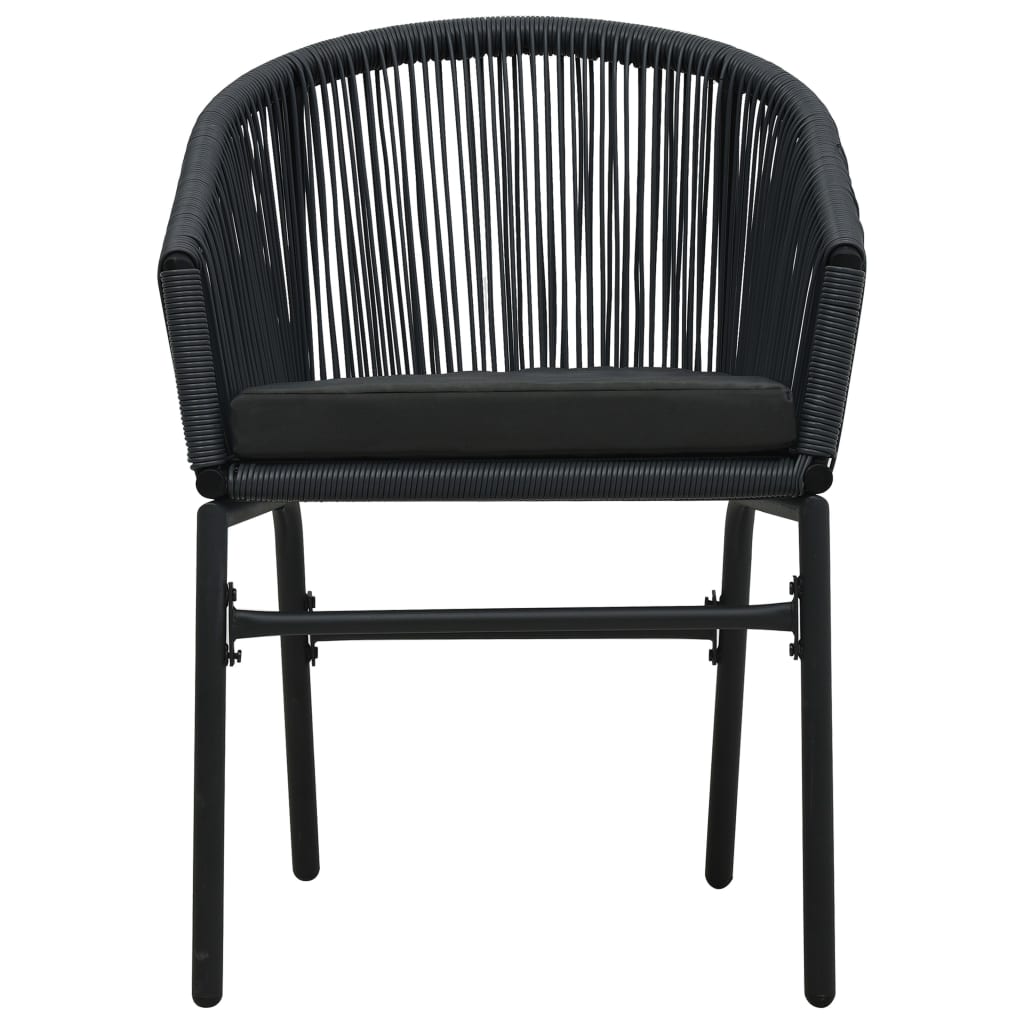 Havestole 2 stk Sort PE Rattan