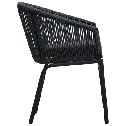 Havestole 2 stk Sort PE Rattan