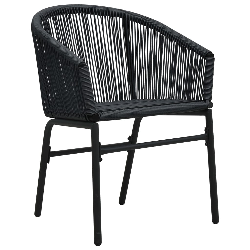 Havestole 2 stk Sort PE Rattan
