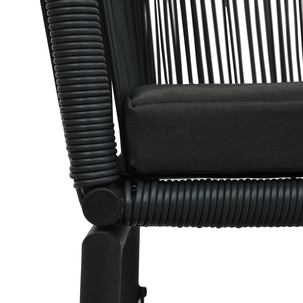 Havestole 2 stk Sort PE Rattan