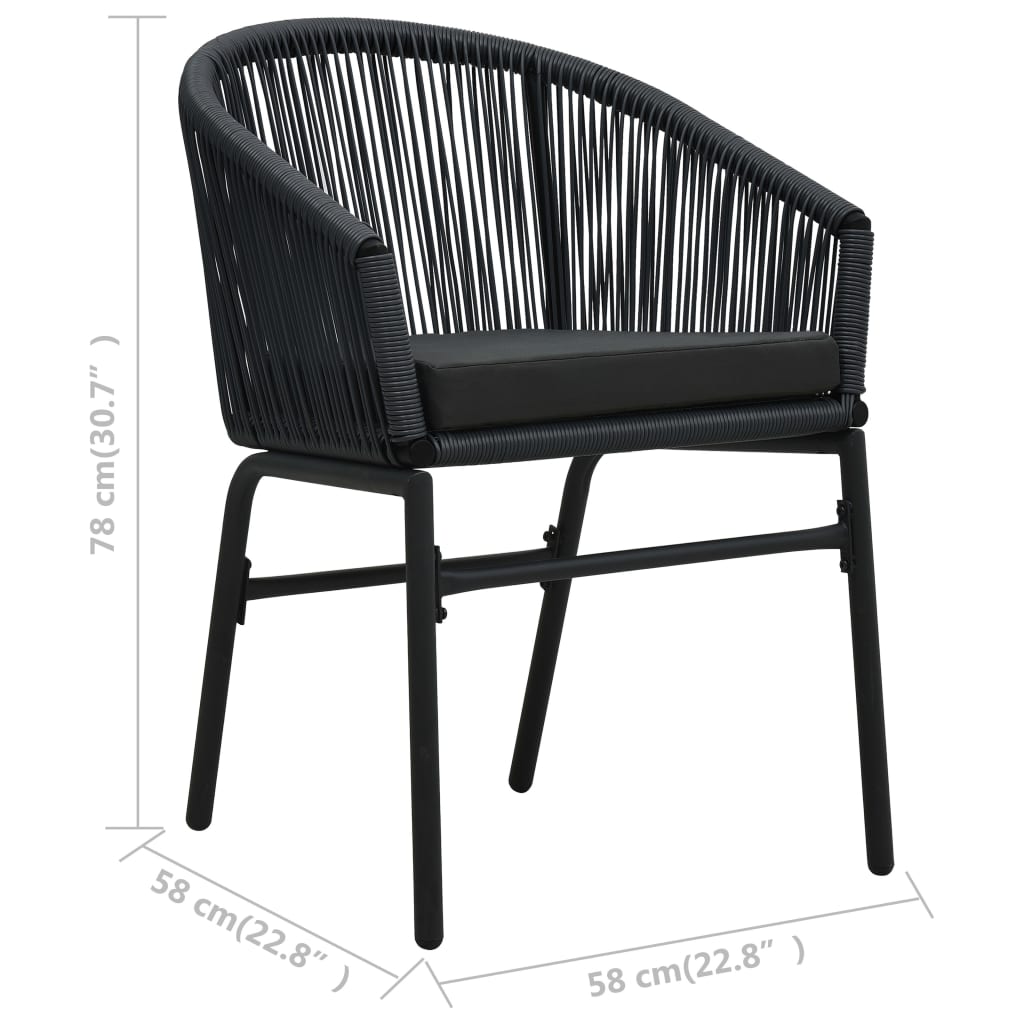 Havestole 2 stk Sort PE Rattan