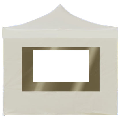 Profi-Partyzelt Faltbar mit Wänden Aluminium 2×2m Creme