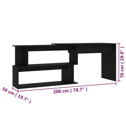 Eckschreibtisch Schwarz 200x50x76 cm Holzwerkstoff