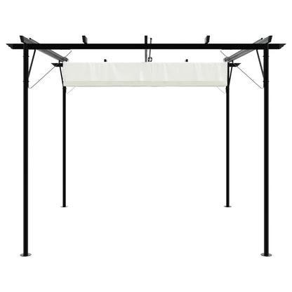 Pergola mit Versenkbarem Dach Cremeweiß 3x3 m Stahl