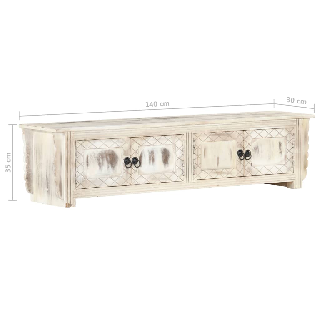 TV-Schrank Weiß 140x30x35 cm Massivholz Mango