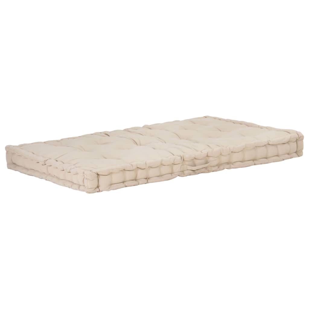 Palettenkissen Baumwolle 120×80×10 cm Beige