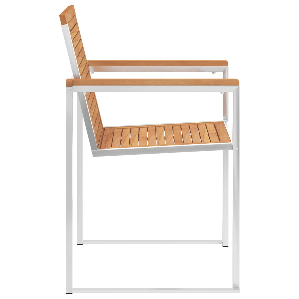 Gartenstühle 2 Stk. Massivholz Teak und Edelstahl