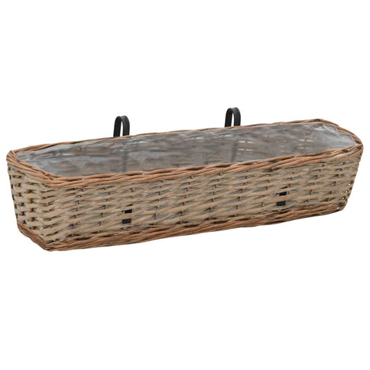 Balkon-Blumenkasten 2 Stk. Weide mit PE-Auskleidung 80 cm
