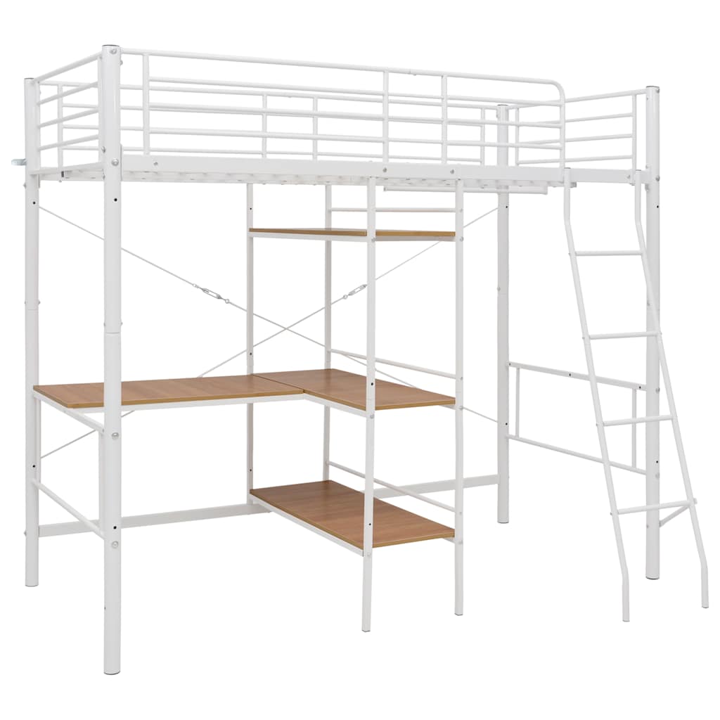 Etagenbett mit Tischrahmen Weiß Metall 90x200 cm