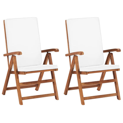 Garten-Liegestühle 2 Stk. mit Auflagen Massivholz Teak