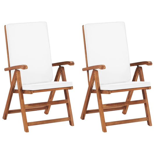 Garten-Liegestühle 2 Stk. mit Auflagen Massivholz Teak