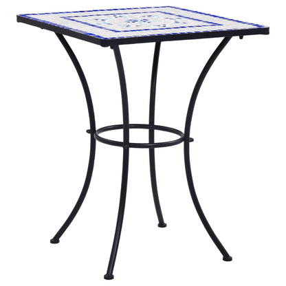 3-tlg. Bistro-Set Mosaik Keramik Blau und Weiß