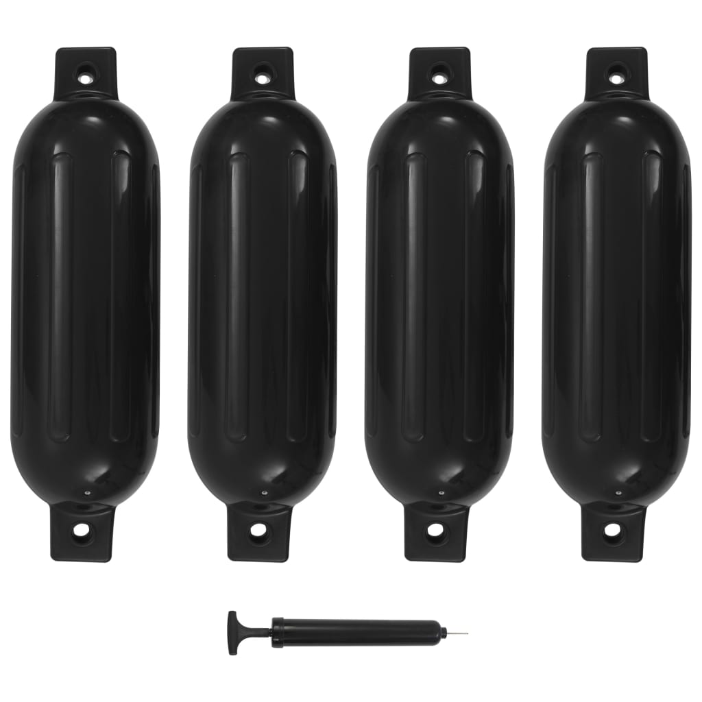 Bootsfender 4 Stk. Schwarz 51x14 cm PVC