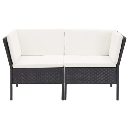 6-tlg. Garten-Lounge-Set mit Auflagen Poly Rattan Schwarz