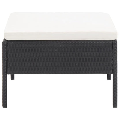 3-delt Have Lounge Sæt med Puder Poly Rattan Sort