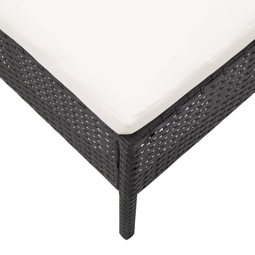 3-delt Have Lounge Sæt med Puder Poly Rattan Sort