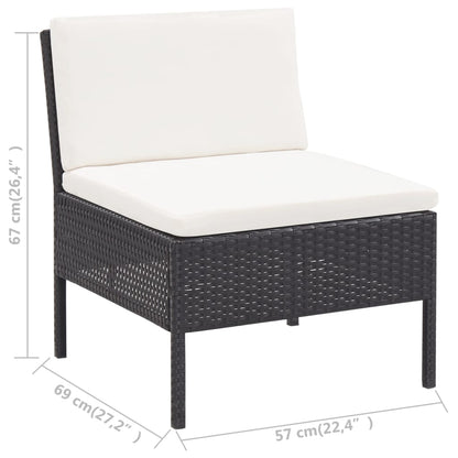 3-delt Have Lounge Sæt med Puder Poly Rattan Sort