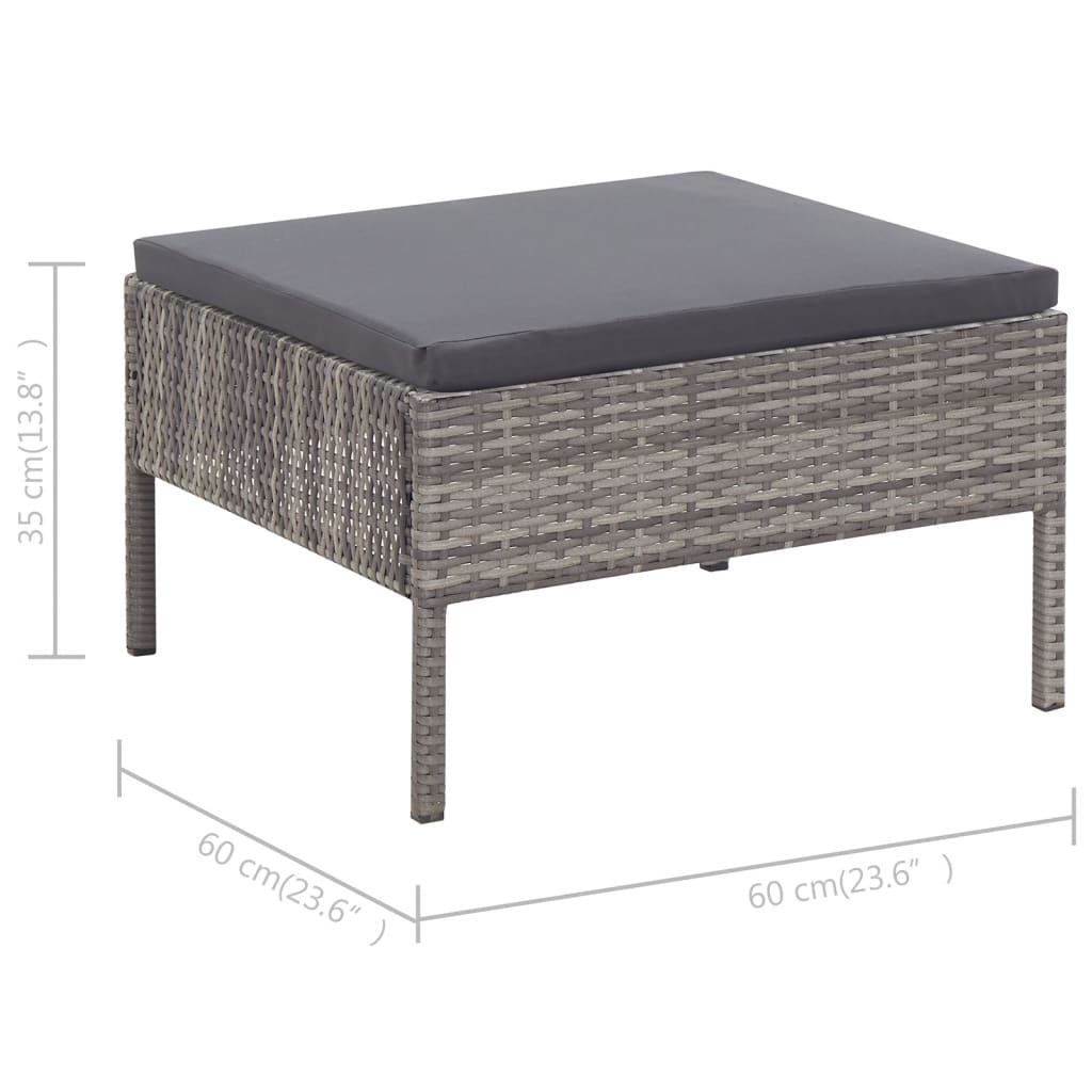 3-delt Have Lounge Sæt med Puder Poly Rattan Grey
