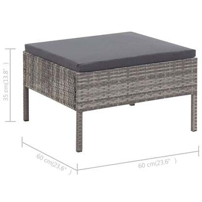 3-delt Have Lounge Sæt med Puder Poly Rattan Grey