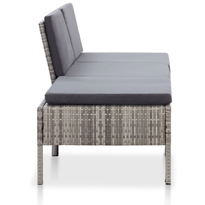 3-delt Have Lounge Sæt med Puder Poly Rattan Grey
