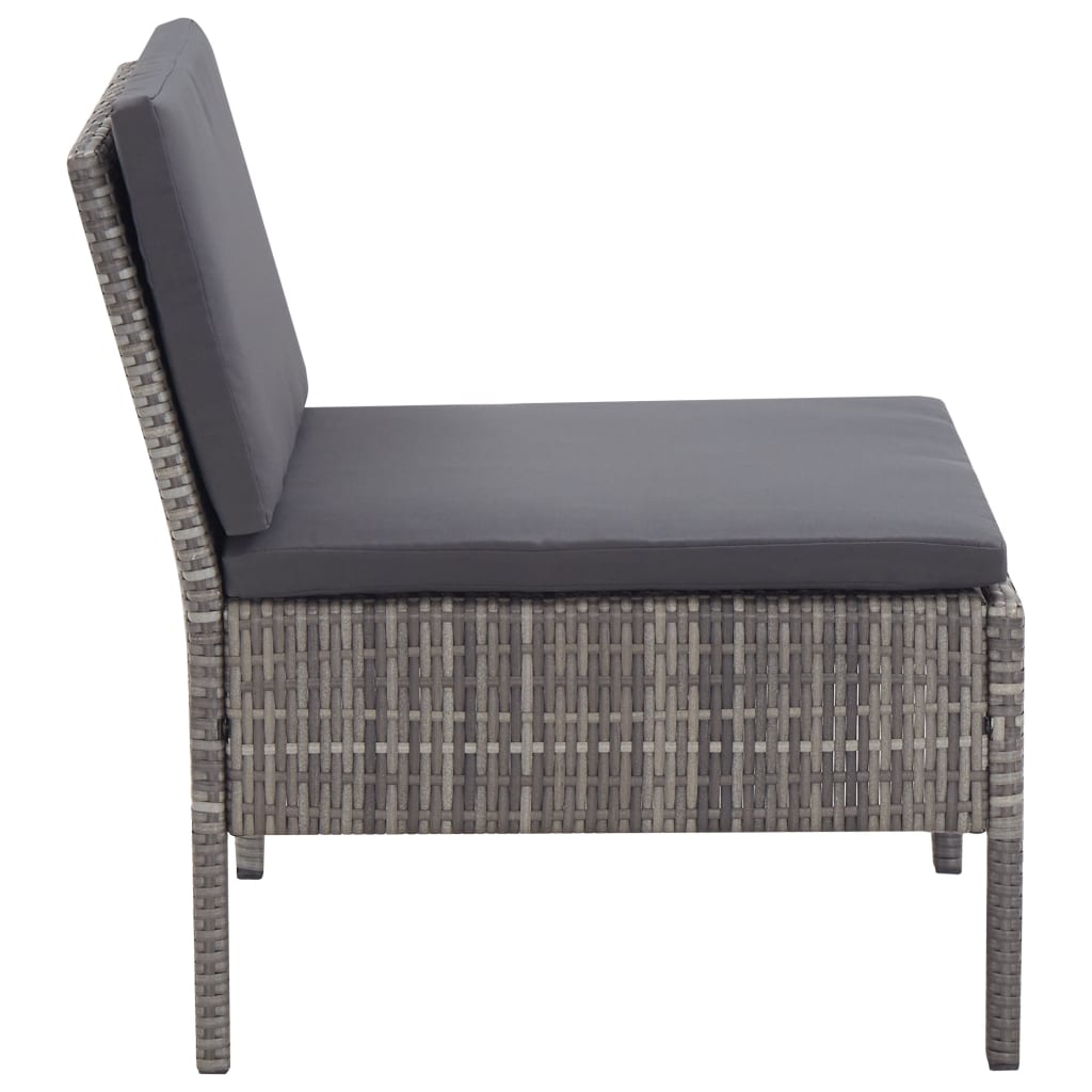 3-delt Have Lounge Sæt med Puder Poly Rattan Grey