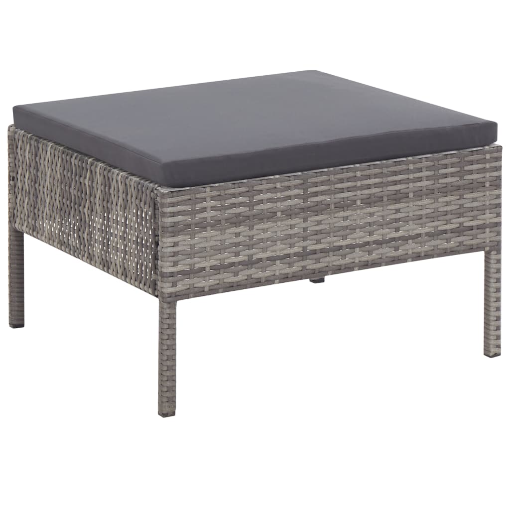 3-delt Have Lounge Sæt med Puder Poly Rattan Grey