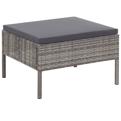 3-delt Have Lounge Sæt med Puder Poly Rattan Grey