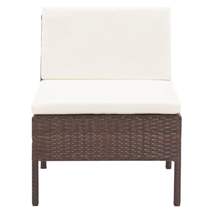 3-delt Have Lounge Sæt med Puder Poly Rattan Brown