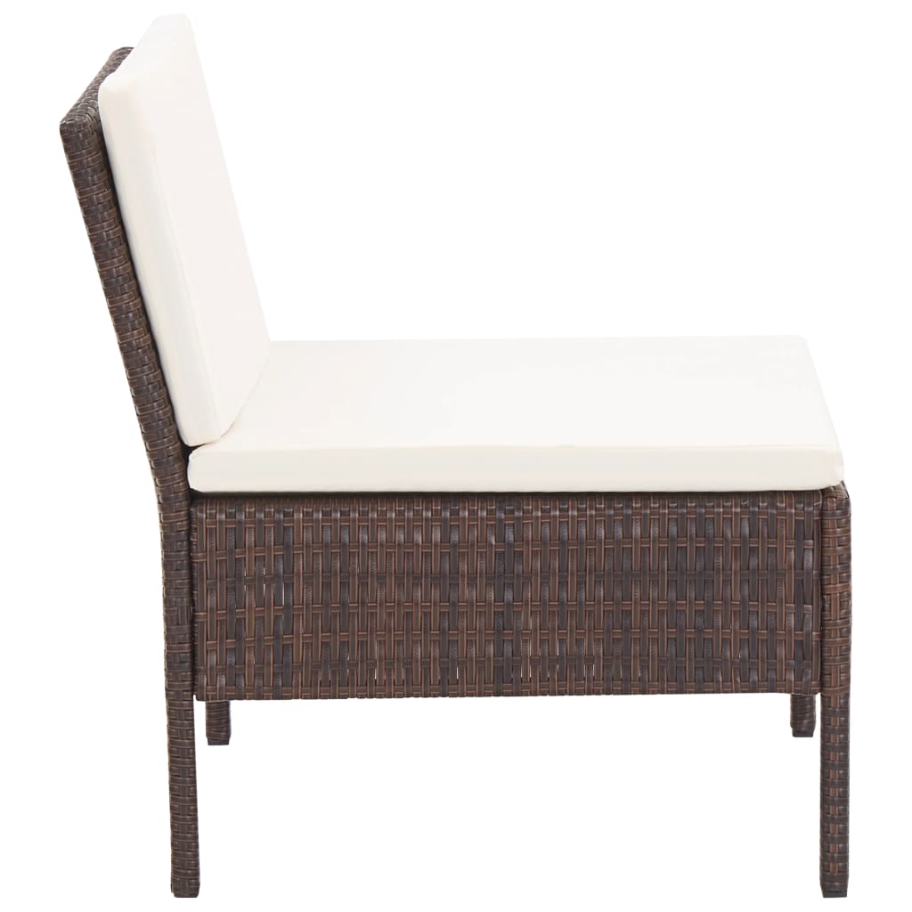 3-delt Have Lounge Sæt med Puder Poly Rattan Brown