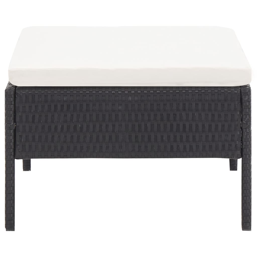 3-delt Have Lounge Sæt med Puder Poly Rattan Sort