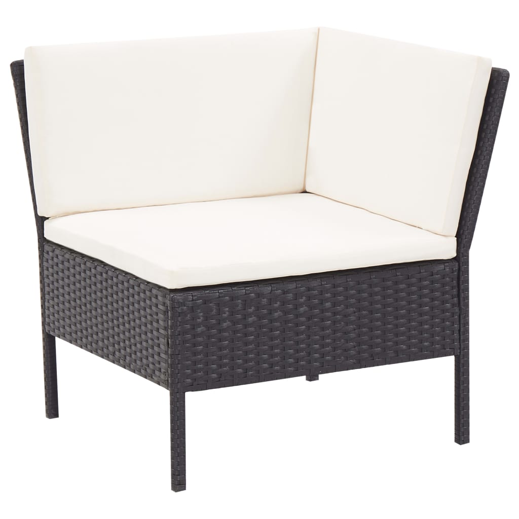 3-delt Have Lounge Sæt med Puder Poly Rattan Sort