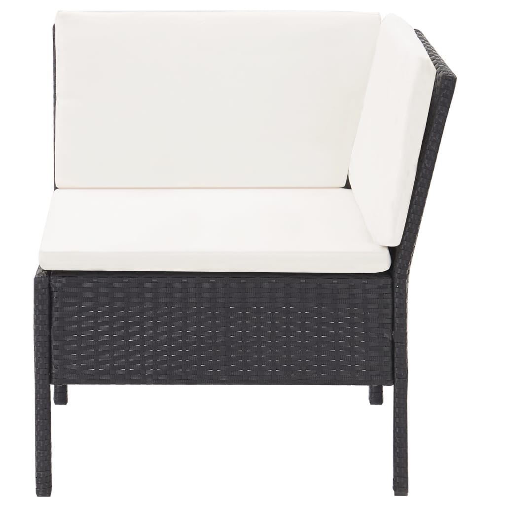 3-delt Have Lounge Sæt med Puder Poly Rattan Sort
