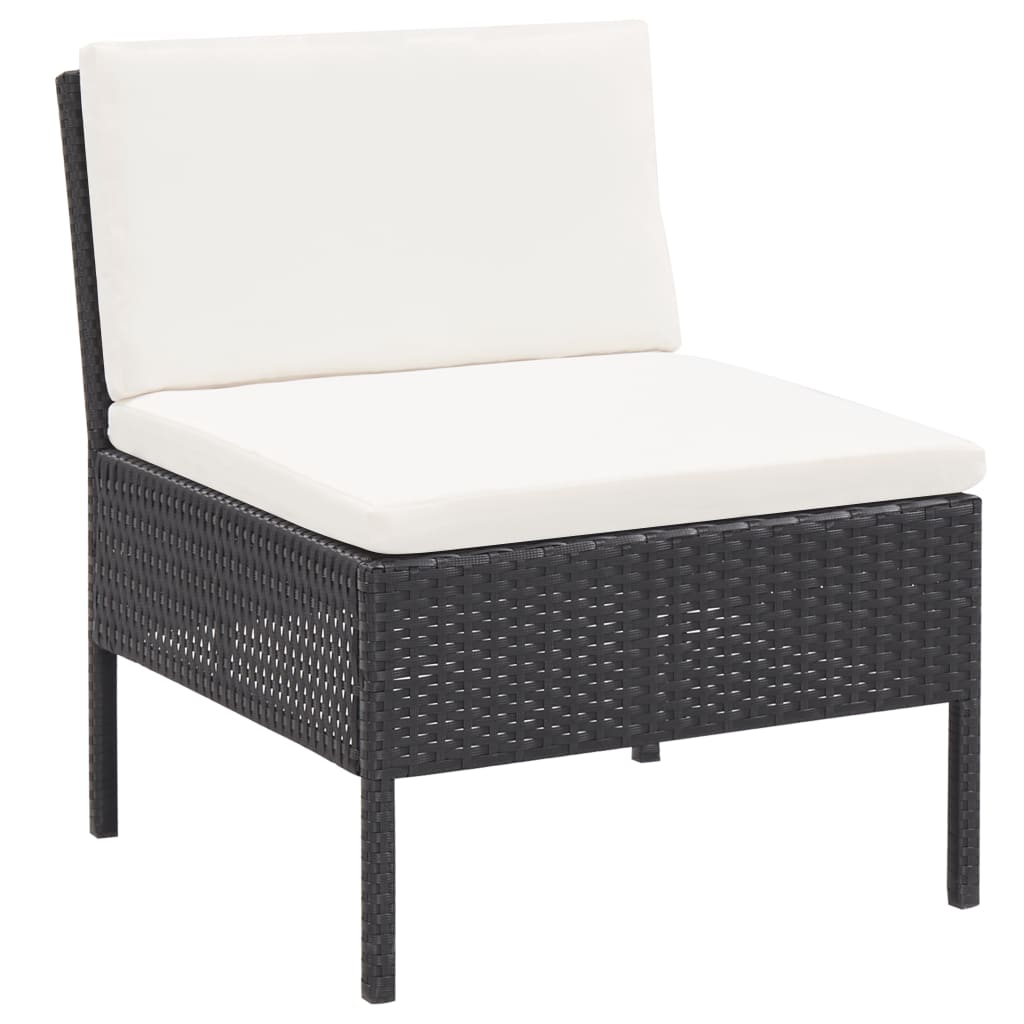 3-delt Have Lounge Sæt med Puder Poly Rattan Sort