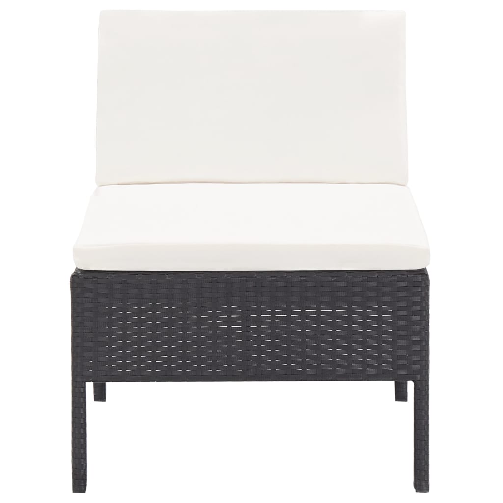 3-delt Have Lounge Sæt med Puder Poly Rattan Sort