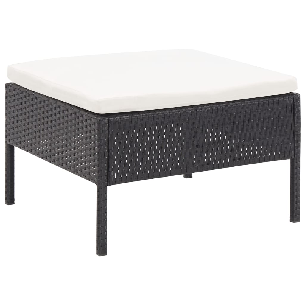 3-delt Have Lounge Sæt med Puder Poly Rattan Sort
