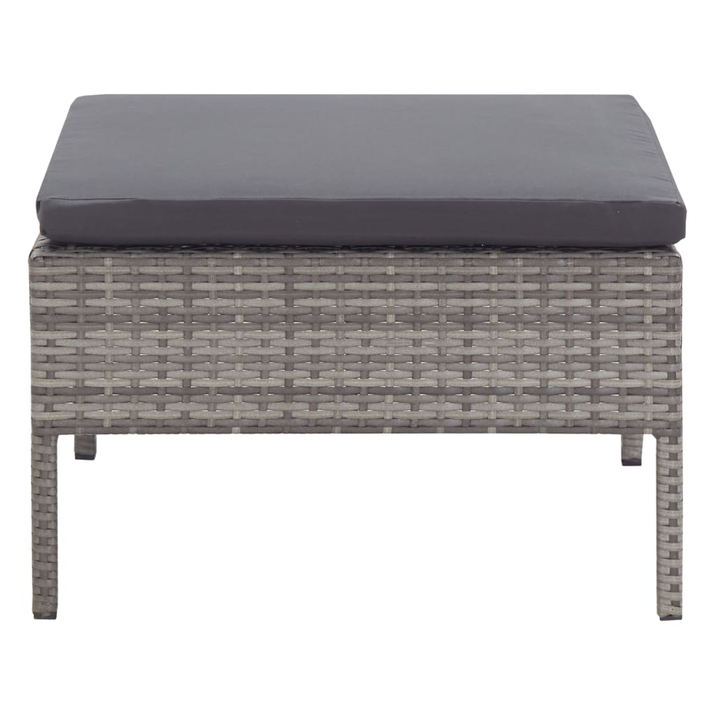 3-delt Have Lounge Sæt med Puder Poly Rattan Grey
