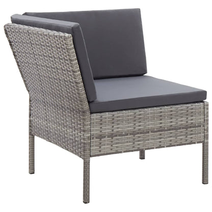 3-delt Have Lounge Sæt med Puder Poly Rattan Grey