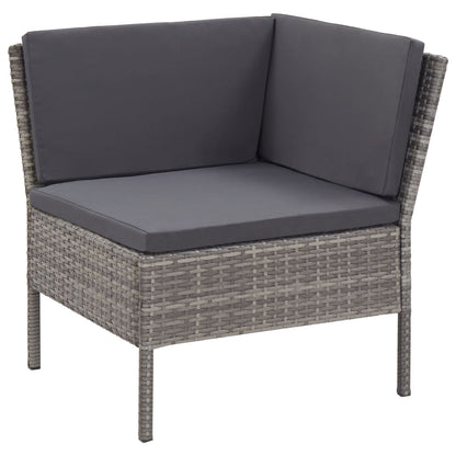 3-delt Have Lounge Sæt med Puder Poly Rattan Grey