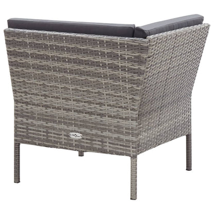 3-delt Have Lounge Sæt med Puder Poly Rattan Grey