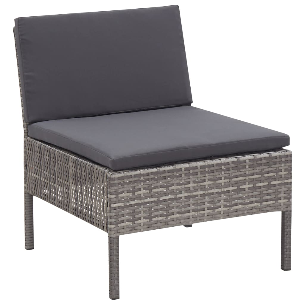 3-delt Have Lounge Sæt med Puder Poly Rattan Grey